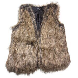 TCEC Brown Faux Fur Vest Sleeveless Brown Medium